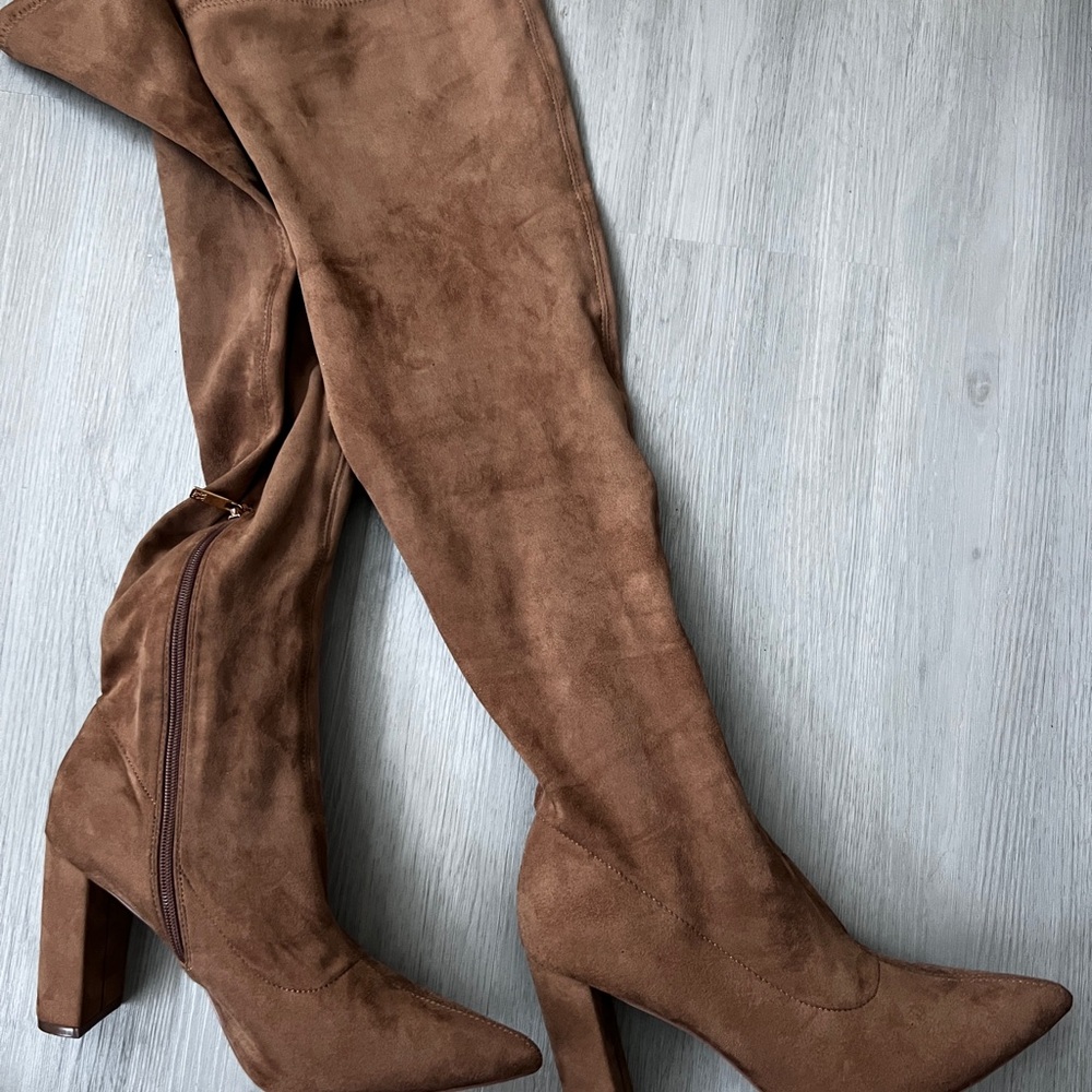 Brown Suede Over-the-Knee Boots